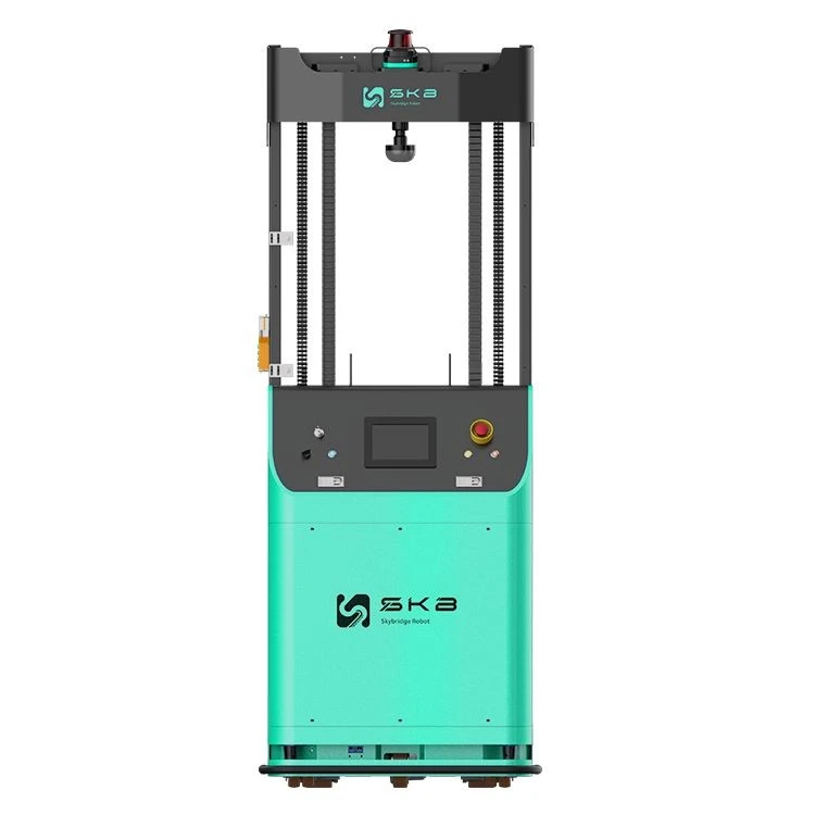 forklift agv in warehouse(Front view )